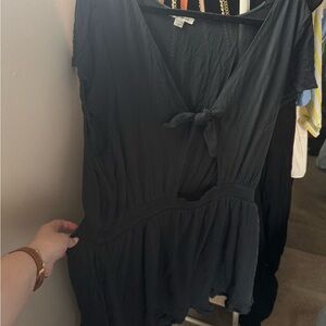American Eagle Black Tie Front Jumpsuit